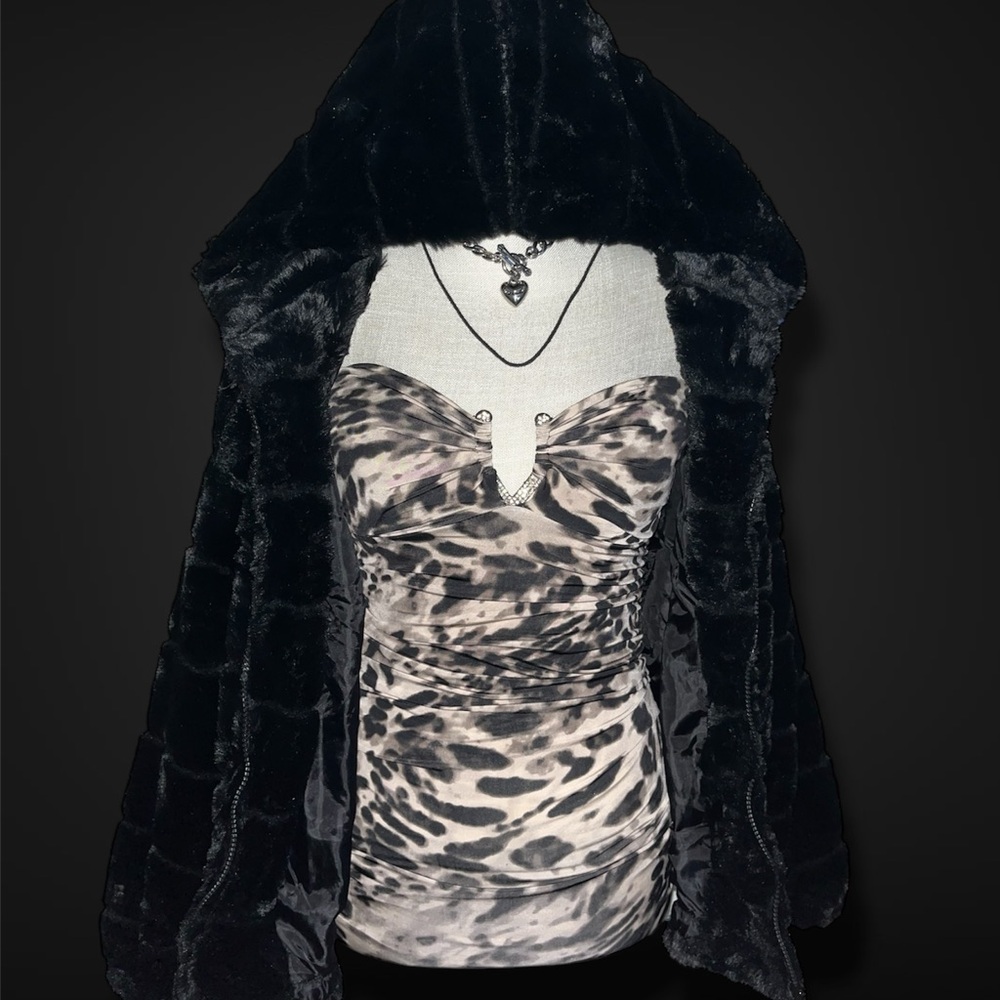 Y2K animal print mini dress